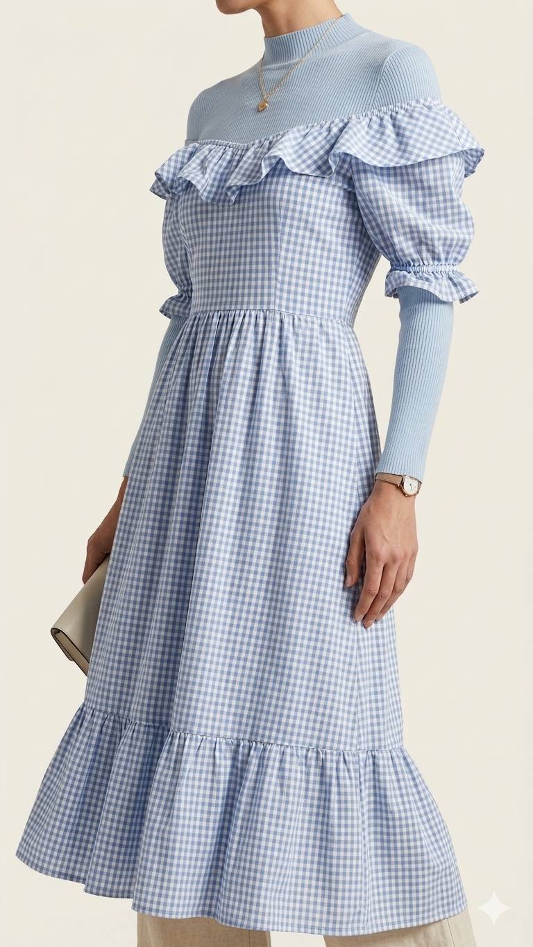 Vienna Gingham Layered Dress